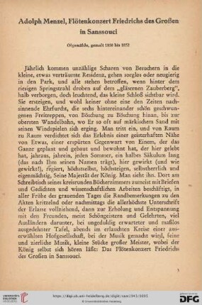 Adolph Menzel, Flötenkonzert Friedrichs des Großen in Sanssouci