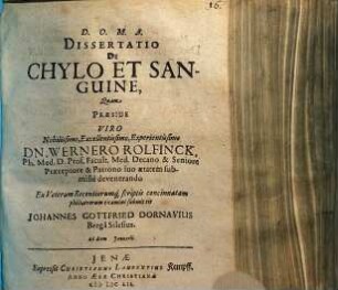 Dissertatio De Chylo Et Sanguine