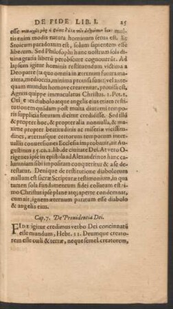 Cap. 7. De Providentia Dei.