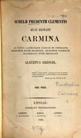 Aurelii Prudentii Clementis quae exstant carmina