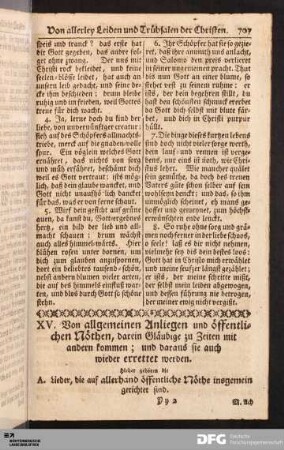XV. Von allgemeinen Anliegen und öffentlichen Nöthen [...].