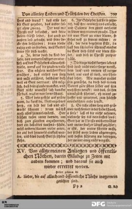 XV. Von allgemeinen Anliegen und öffentlichen Nöthen [...].