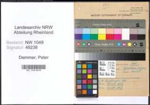Entnazifizierung Peter Demmer , geb. 23.05.1899 (Krankenpfleger)