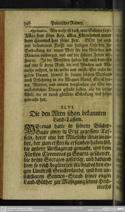 XLVI. Die den Alten schon bekannten Land-Taffeln