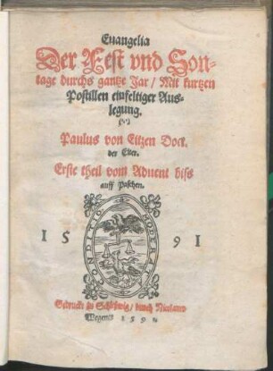 Theil 1: vom Aduent biss auff Paschen