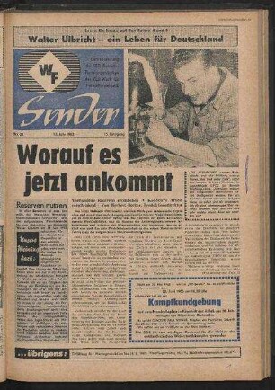 Betriebszeitung 'WF-Sender', Nr.23/1963 (13. Juni 1963)