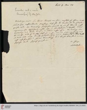 Korrespondenz Wilhelm Martin Leberecht de Wette / Carl Ullmann: Brief von Wilhelm Martin Leberecht de Wette an Carl Ullmann