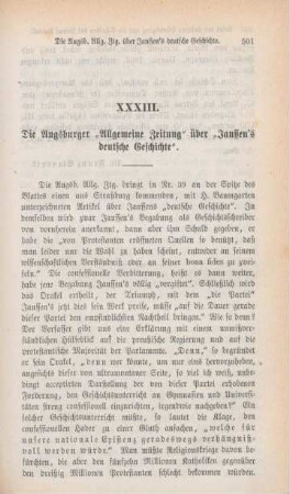 501-527 Die Augsburger "Allgemeine Zeitung" über "Janssen's deutsche Geschichte"
