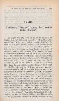 501-527 Die Augsburger "Allgemeine Zeitung" über "Janssen's deutsche Geschichte"