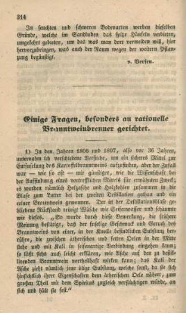 Einige Fragen, besonders an rationelle Branntweinbrenner gerichtet.