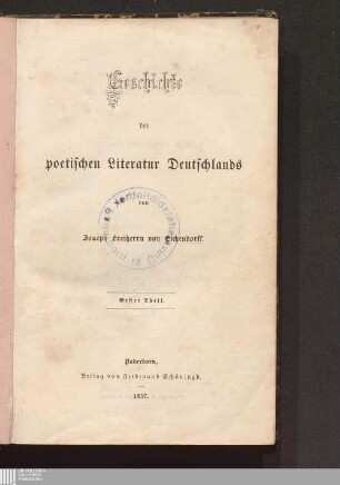 1: Geschichte der poetischen Literatur Deutschlands