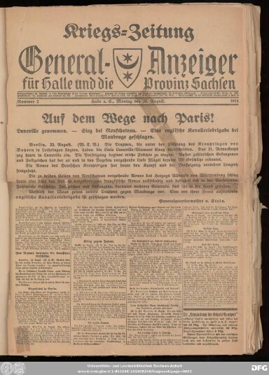 Titelseite einer Zeitung