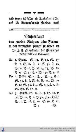 Musterkarte von groben Satyren aller Farben...