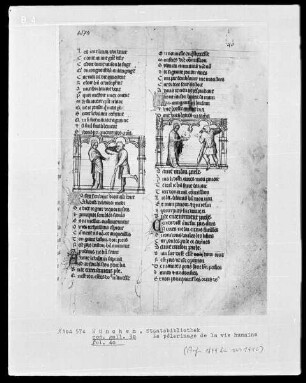 Le pélerinage de la vie humaine — Zwei Miniaturen, Folio 40recto