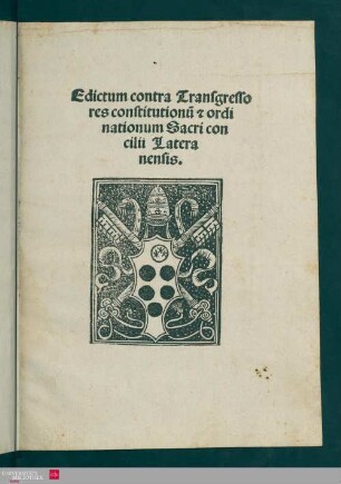 Edictum contra transgressores constitutionū et ordinationum Sacri concilii Lateranensis