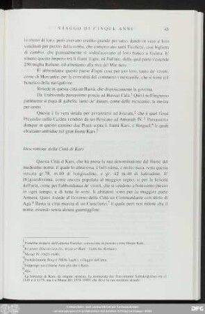 Descrittione della Città di Kars