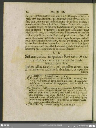 §. 10. Sistens casus, in quibus Rei intuitu extra obscura causae merita absolutio ab instantia decernitur