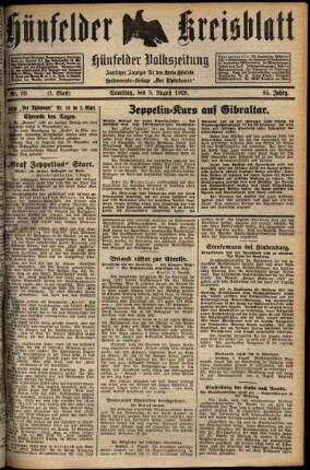 Erste Ausgabe vom Samstag, den 03. August 1929.