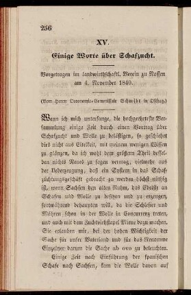 XV. Einige Worte über Schafzucht