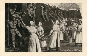 Erster Weltkrieg - Postkarten "Aus großer Zeit 1914/15". "Liebesgaben im Weltkrieg"