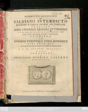 Dissertatio Inavgvralis De Salviano Interdicto