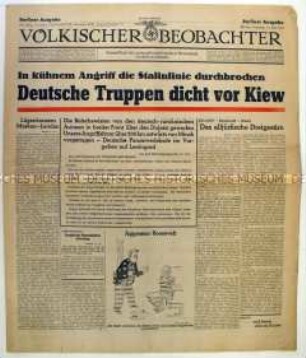 Tageszeitung "Völkischer Beobachter" u.a. zum Vormarsch der Wehrmacht auf Kiew