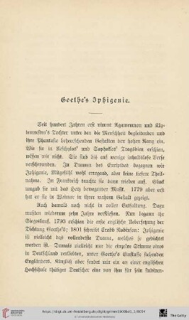 Goethe's Iphigenie