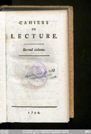 2.1794: Cahiers de lecture