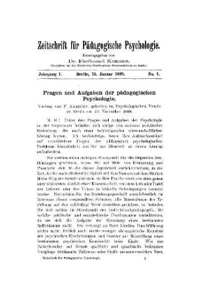 Fragen und Aufgaben der pädagogischen Psychologie