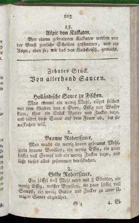 Zehntes Stück. Von allerhand Saucen.
