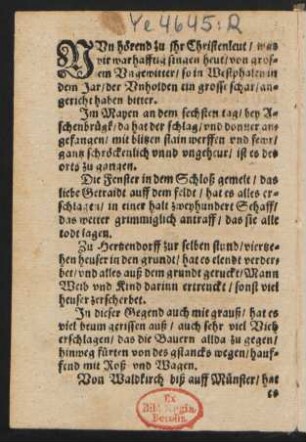 NVn hörend zu jhr Christenleut/ was || wir warhafftig singen heut/