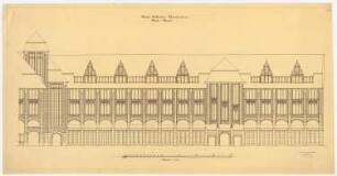 Warenhaus Wertheim, Leipziger Straße, Berlin 3. Bauabschnitt, Erweiterungsbau Voßstraße: Ansicht von der Voßstraße, 1:100
