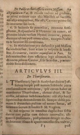 Articvlvs III. De Thuriferario.