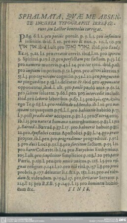 Sphalmata, Quae Me Absente Incuria Typographi Irrepserunt, ita Lector benevolus corrigat