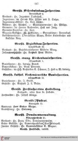 Großherzogliche Bauinspectionen, Forst=Inspection und Großh. Physicat, Großherzogliche Verwaltungen