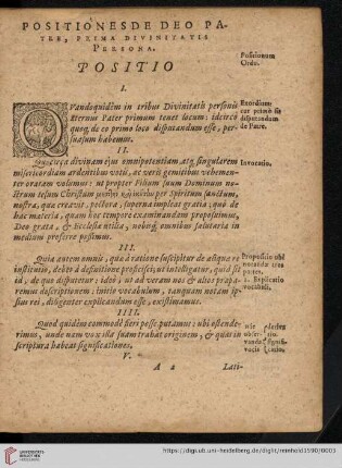 Positionesde Deo Patre, Prima Divinitatis Personna