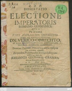 Dissertatio De Electione Imperatoris Romano-Germanici