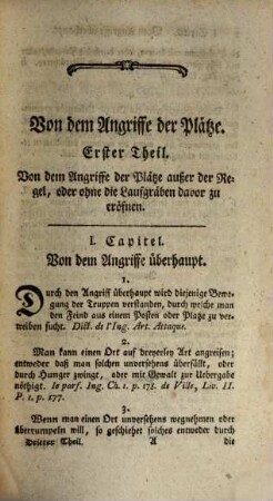 Regeln und Grundsätze der Kriegskunst : aus den besten Schriftstellern, welche über diese Wissenschaft geschrieben haben, in gewisser Ordnung zusammen getragen, 3. Von dem Angriffe der Plätze