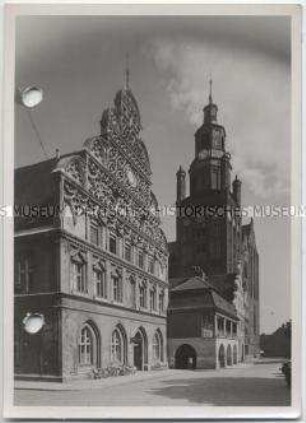 Stargard in Pommern, Rathaus und Kirche St. Marien