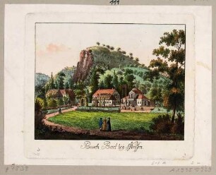 Die Kaltwasser-Heilanstalt Buschbad (Meißen-Buschbad) unterhalb des Götterfelsens im Triebischtal südwestlich von Meißen