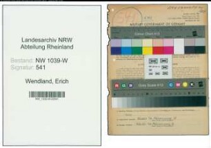 Entnazifizierung Erich Wendland , geb. 26.04.1906 (Krankenpfleger)
