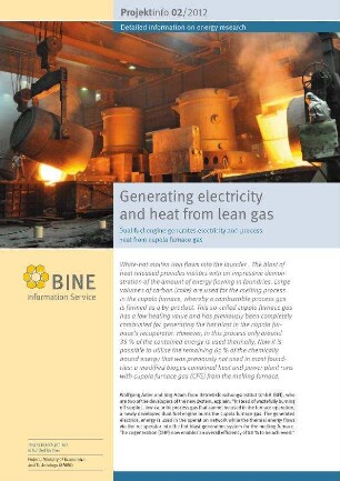 Generating electricity and heat from lean gas. Dual fuel engine generates electricity and process heat from cupola furnace gas.