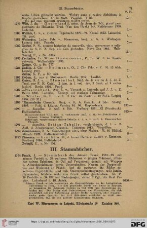 III. Stammbücher (Nr. 1294 - 1302)