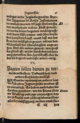 IX. Jagten sollen dienen zu vermeiden Geilheit/ Unkeuschheit/ und andere fleischliche wollüst.