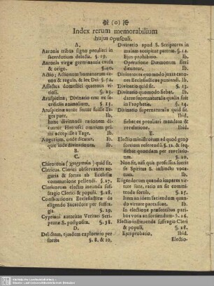 Index rerum memorabilium hujus opusculi
