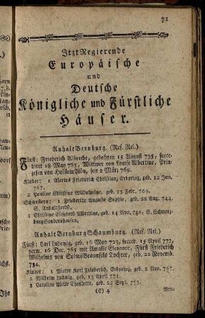 Jetzt Regierende Europäische und Deutsche Königliche und Fürstliche Häuser