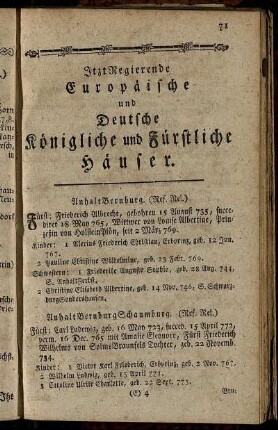 Jetzt Regierende Europäische und Deutsche Königliche und Fürstliche Häuser
