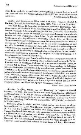Fest, Joachim :: Begegnungen, über nahe und ferne Freunde, (rororo, 62082) : Reinbek bei Hamburg, Rowohlt-Taschenbuch Verlag, 2006