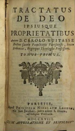 Tractatus de Deo ipsiusque proprietatibus, 1