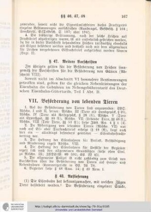 VII.Beförderung von lebenden Tieren